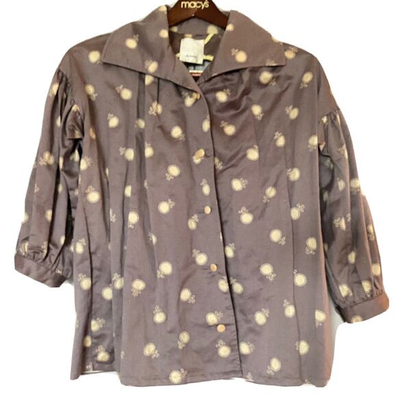 ELEVENSES Kimono Women's Medium Anthropologie Jacket Lila Dotted Trench Jacket - Picture 2 of 10